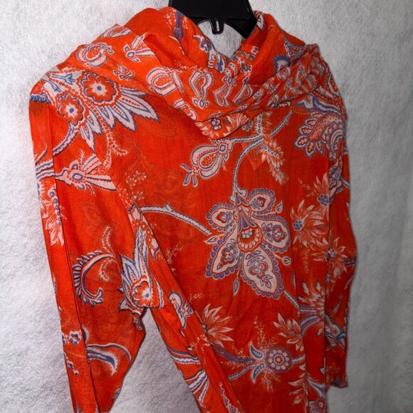 Gretchen Scott Tunic Womens M Queeny Funnel Cowl Imari Paisley Orange Knit Top - Picture 4 of 8